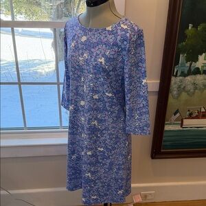 MAHI GOLD Long Sleeve Blue Floral Dress